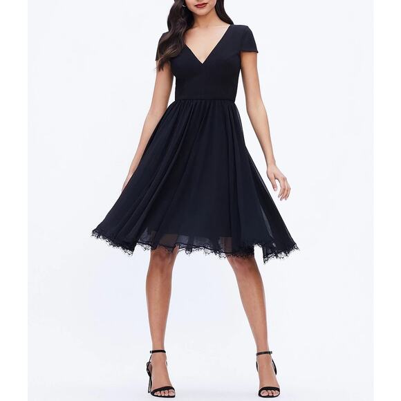 NWT Dress The Population Corey Chiffon Fit & Flare Cocktail Dress Size Medium - Picture 1 of 4